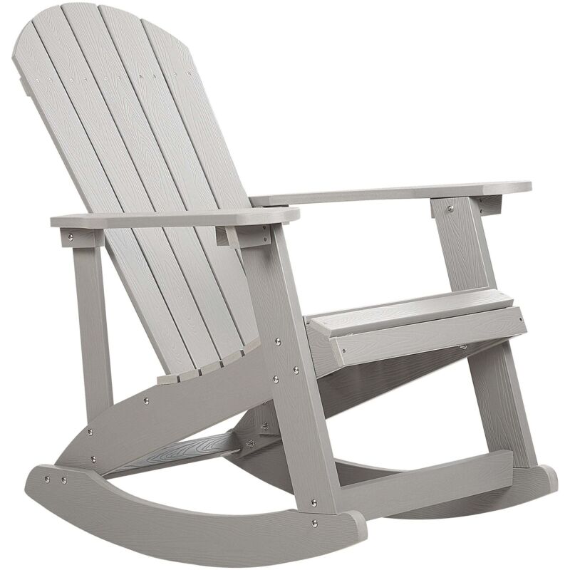 Beliani - Traditional Garden Lounge Rocking Chair Slatted Design Indoor Outdoor Light Grey Adirondack
