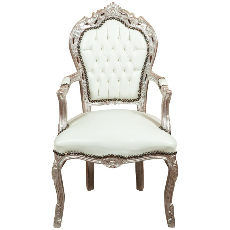 Biscottini - Wooden kitchen chair Dining room chair 60x105x60 cm Padded chair Chairs with armrests Living room armchairs Baroque style