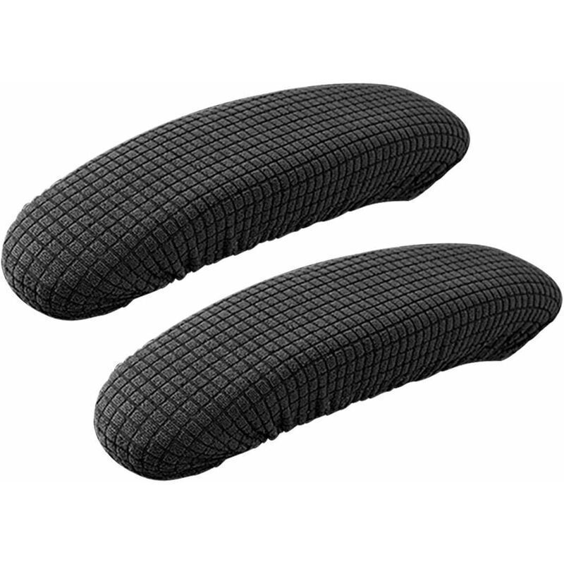 Black - 1 Pair Polyester Office Chair Armrest Covers - Removable, Stretchy, Washable and Waterproof