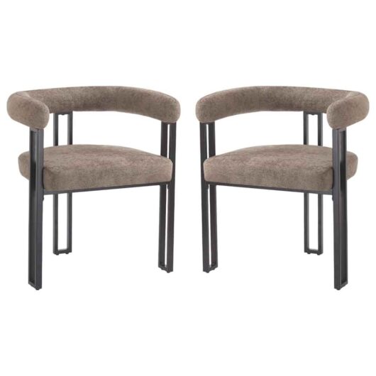 Bruges Fabric Dining Chair In Pair - Taupe