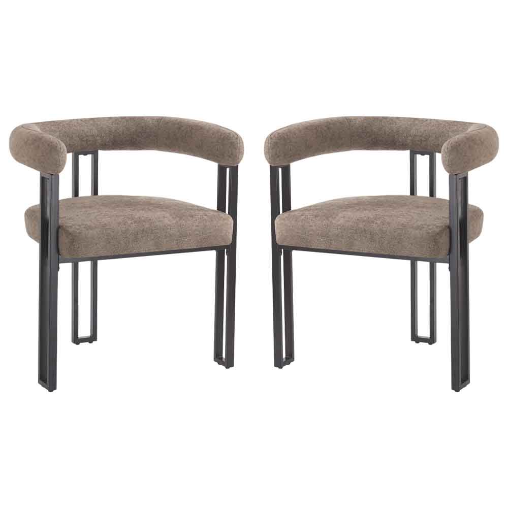 Bruges Fabric Dining Chair In Pair - Taupe