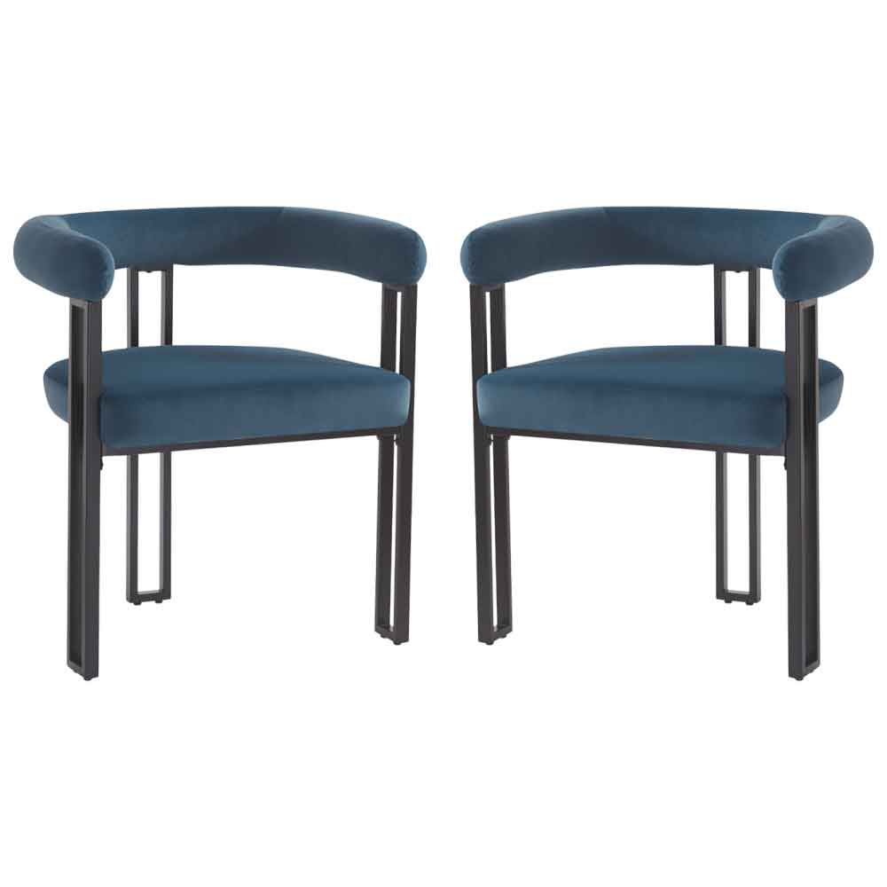 Bruges Valvet Dining Chair In Pair - Blue