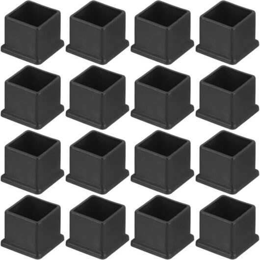 CCYKXA 16-Piece Square PVC Chair Leg Caps, 30mm x 30mm OD, Black, for Protecting Table Furniture Legs, Chair Leg Covers, Floor Protectors
