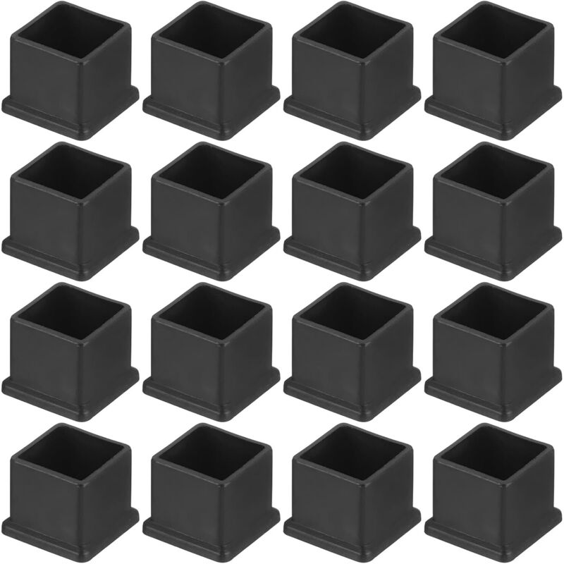 CCYKXA 16-Piece Square PVC Chair Leg Caps, 30mm x 30mm OD, Black, for Protecting Table Furniture Legs, Chair Leg Covers, Floor Protectors