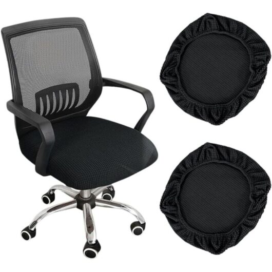 CCYKXA 2 Elastic Chair Covers, Office Chair Seat Cover, Swivel Stool Cover, Dining Room Chair Cover, Chair Seat Covers, Round Bar Stool Cover, Chair