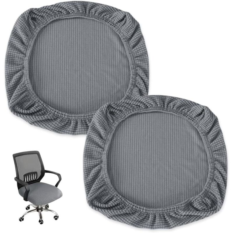 CCYKXA 2-Piece Round Stool Cover, Stretchable for Dining Chairs, Swivel Bar Chairs, Office Seat Protectors, Washable, Grey