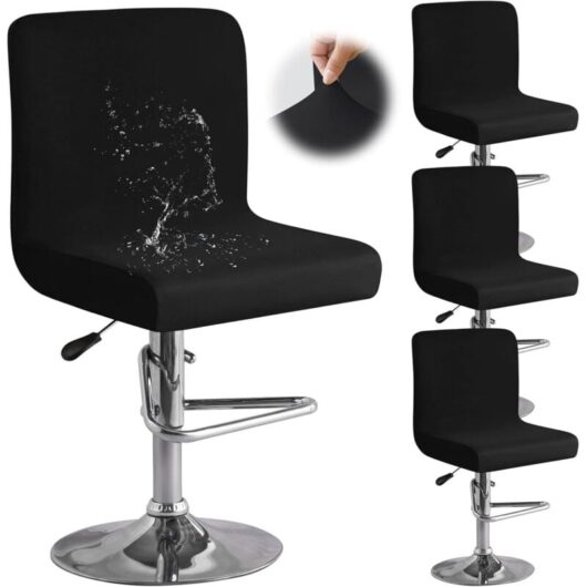 CCYKXA 4-Piece Stretchable Bar Stool Cover Set for High Dining Chairs - Black