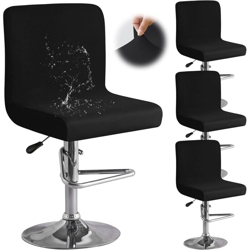 CCYKXA 4-Piece Stretchable Bar Stool Cover Set for High Dining Chairs - Black