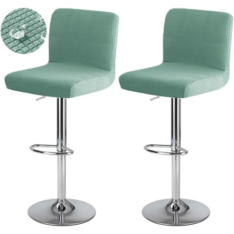 CCYKXA Bar Stool Cover with Waterproof Backrest, Stretchable Bar Chair Cover, Washable Swivel Dining Chair Cover, 2 Pieces, Green