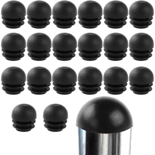 CCYKXA Pack of 20 round plastic caps for chair legs - Floor protectors for tables, beds, chairs - Black - 25 mm