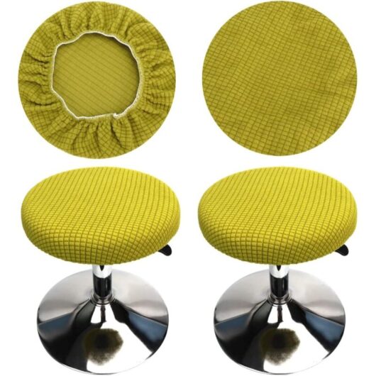 CCYKXA Round Stool Cover, 2 Pieces Round Bar Stool Cover Elastic Round Chair Cover, Washable Easy Care Soft and Durable, for Bar Stool Chair 30-40cm