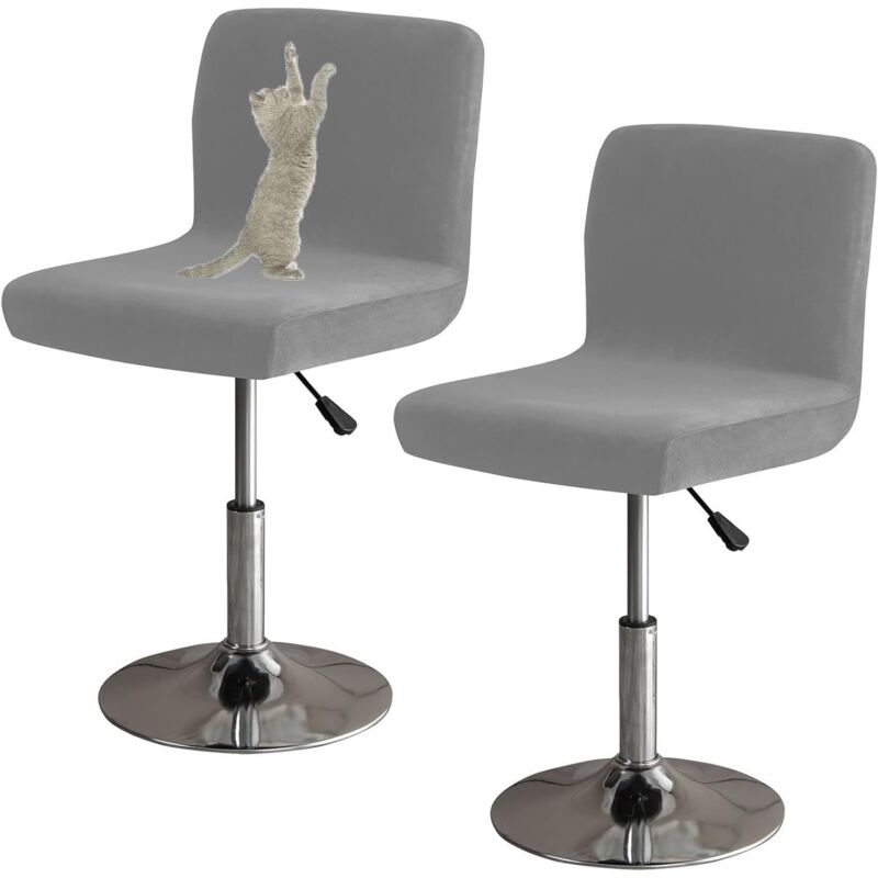 CCYKXA Velvet Bar Stool Cover Set, Soft Cat Scratch Resistant Bar Stool Chair Covers with Backrest, Washable Universal Pub Chair Cover (Dark Grey, 2)