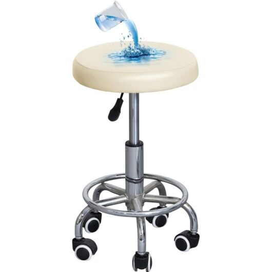 CCYKXA Waterproof round bar stool covers - Polyurethane - For office chairs - For dining room - Round stool, Beige
