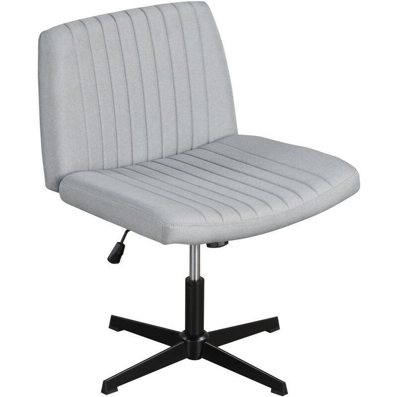 COSTWAY Criss Cross Chair No Wheels Cross-Legged Swivel Desk Chair-Grey