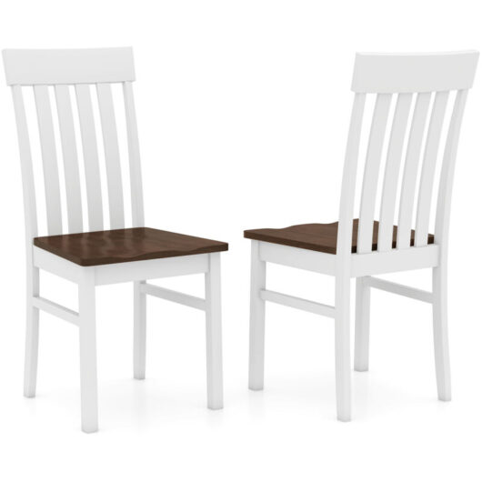 COSTWAY Dining Chairs Set of 2 Dining Room Chairs w/Hollowed Backrests-Walnut