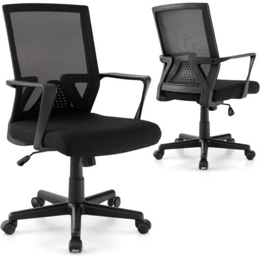 COSTWAY Home Office Chair Ergonomic Desk Chair with Lumbar Support-Black