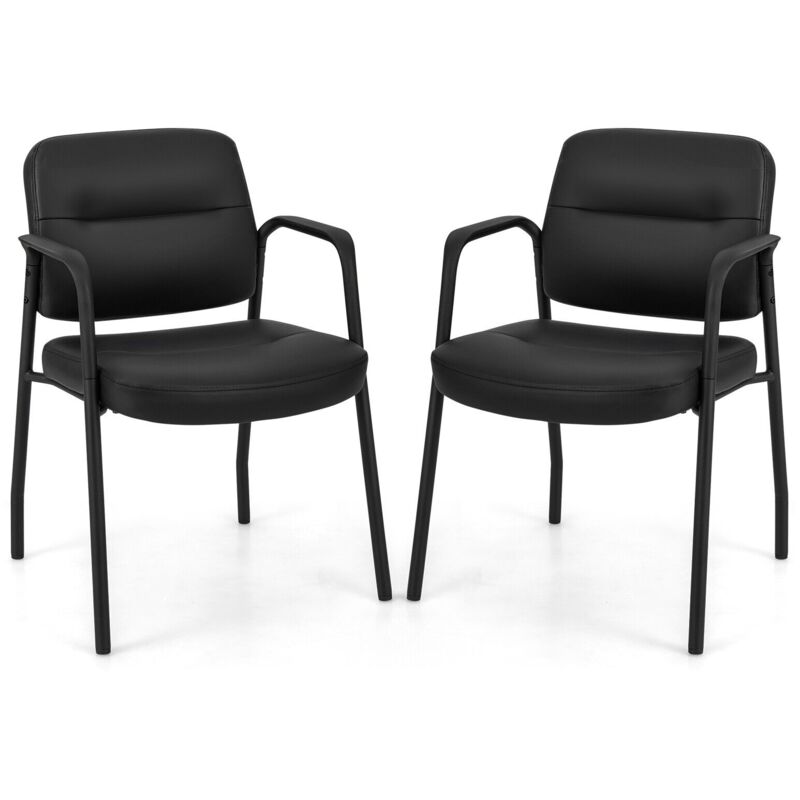 COSTWAY Meeting Chair Set of 2 Upholstered PU Leather Conference Chairs Guest Chair