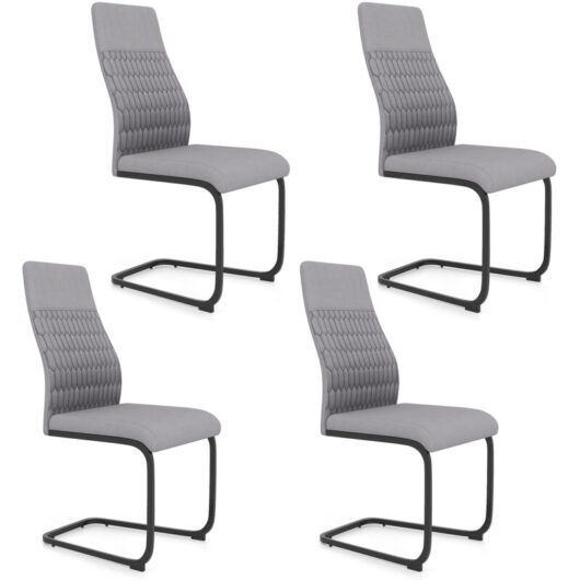 COSTWAY Modern Dining Chair Set of 4 Armless Kitchen Chair-Grey