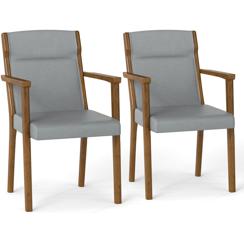 COSTWAY Modern Dining Chairs Set of 2 Upholstered Wooden Accent Chairs