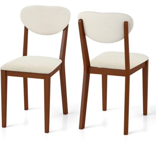COSTWAY Sherpa Dining Chairs Set of 2 Modern Dining Chair w/Padded Seat-Walnut
