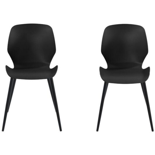 Carnaby Kitchen Chairs (Set of 2) - Plastic/Metal - L55.5 x W47.5 x H81.6 cm - Black - Flat Packed