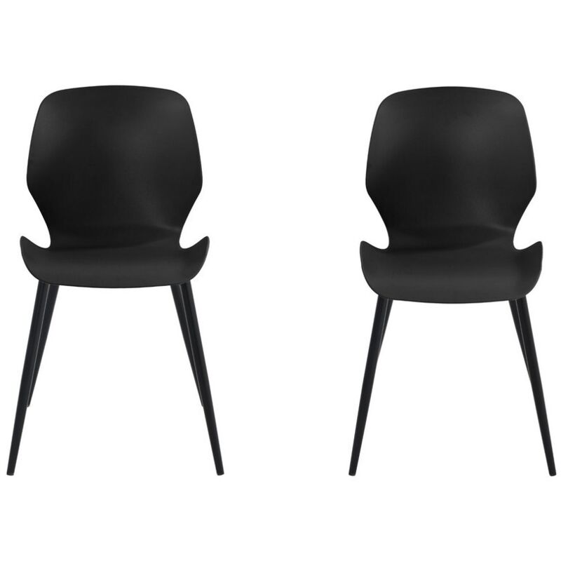Carnaby Kitchen Chairs (Set of 2) - Plastic/Metal - L55.5 x W47.5 x H81.6 cm - Black - Flat Packed