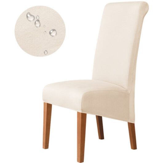 Chair Covers for Dining Room, Soft Stretchable Seat Cover for Large Dining Chairs, Removable Washable Parsons Chair Protector, 2 Pieces, White