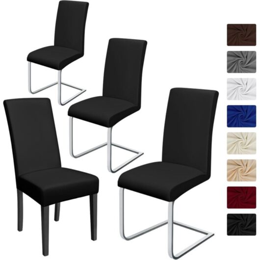 Chair covers, set of 4, stretch chair covers, elastic modern covers, elastane stretch chair covers, chair slipcovers. Bi-elastic fitted covers, very