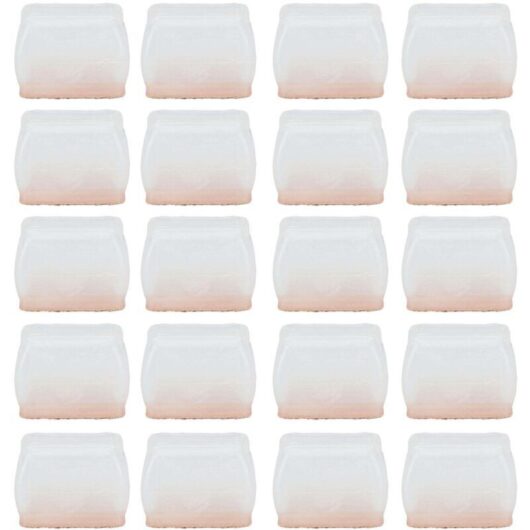 Chair leg protectors, 20 pieces, rubber felt furniture cushion covers, anti-scratch, noise-reducing, rectangular, transparent
