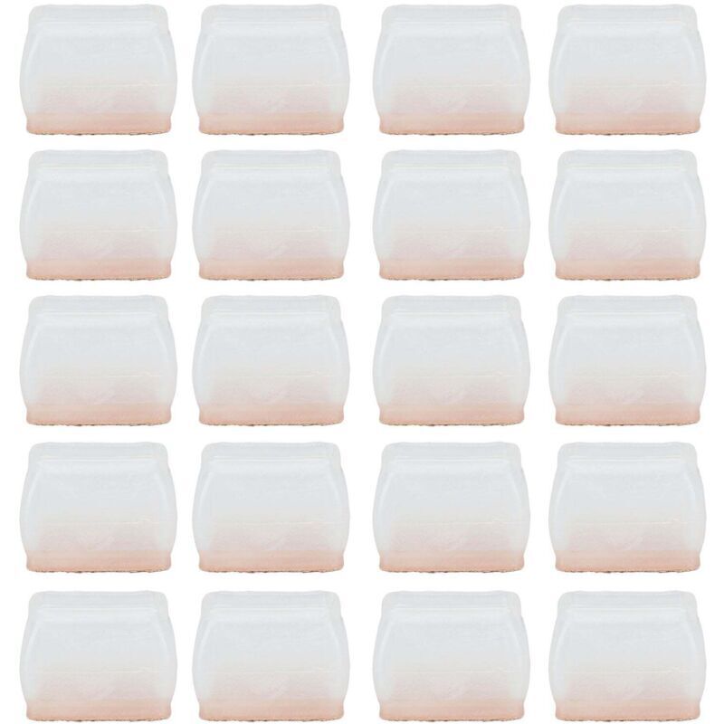 Chair leg protectors, 20 pieces, rubber felt furniture cushion covers, anti-scratch, noise-reducing, rectangular, transparent