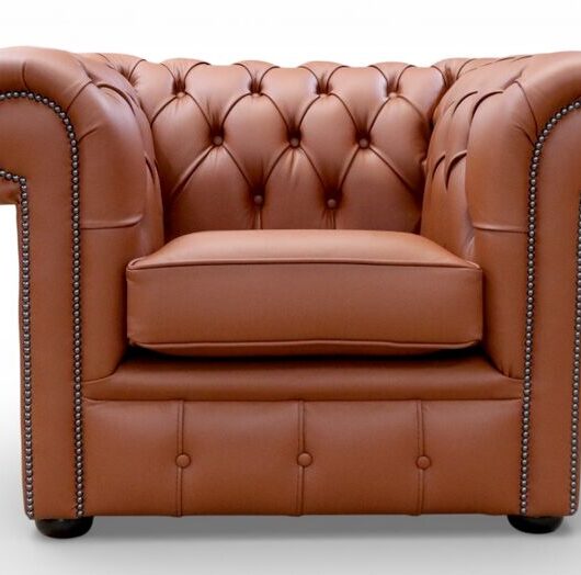 Chesterfield Low Back Club Chair Shelly Spice Leather