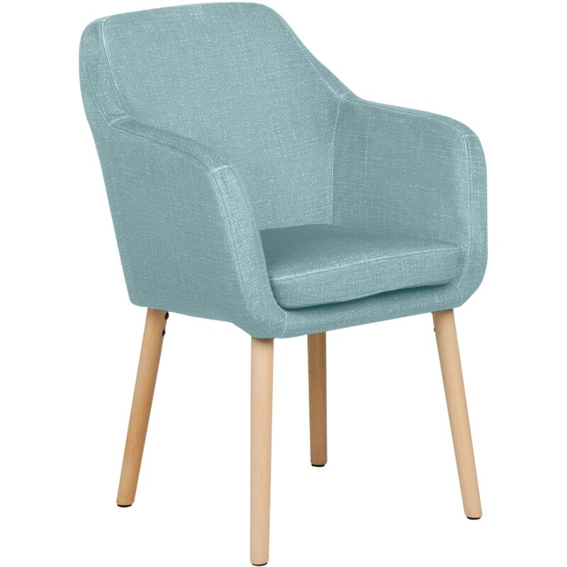 Classic Dining Chair Upholstered Velvet Fabric with Armrests Wooden Legs Blue Yorkville