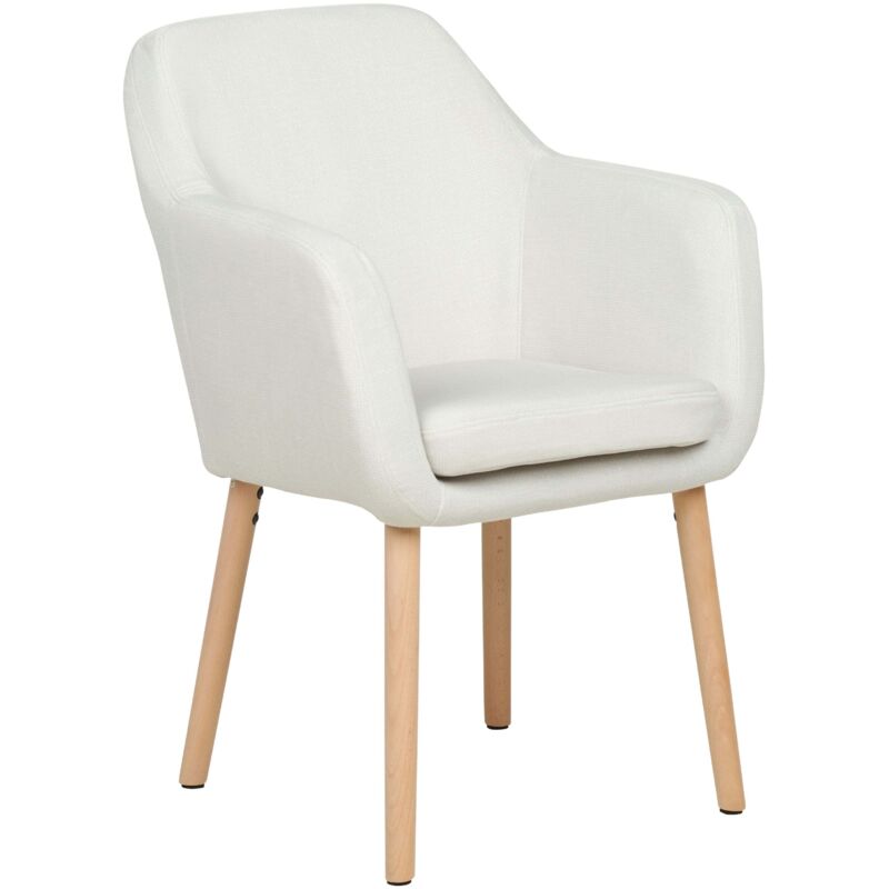 Classic Dining Chair Upholstered Velvet Fabric with Armrests Wooden Legs White Yorkville