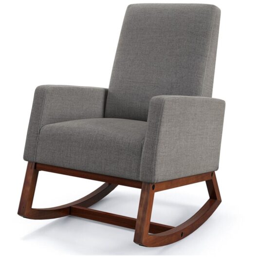 Costway - Modern Rocking Chair Upholstered Fabric Armchair Accent Glider Rocker Chair