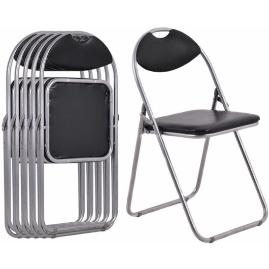 Costway - Set of 6 Folding Metal Chair Padded Kitchen Dining Seat U-shaped Guest Chair