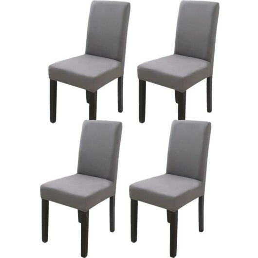 Dark grey high-back chair cover, 4 pieces, 383847cm, modern, elastic and washable, suitable for the dining room and kitchen