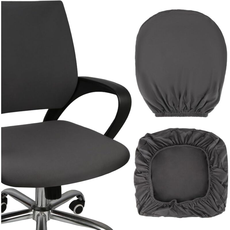 Dark grey office chair cover, washable office chair cover, elastic cover for office chairs, suitable for most office chairs 38-48cm (backrest cover