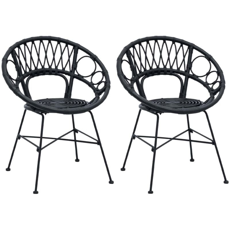 Dining Chair 2 pcs Black 49 x 51 x 81 cm Rattan and Iron vidaXL