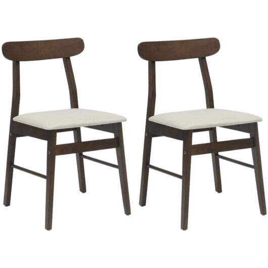 Dining Chair 2 pcs Dark Brown and Light Solid Rubber Wood vidaXL