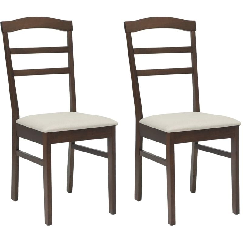 Dining Chair 2 pcs Light Brown and Light Solid Rubber Wood vidaXL