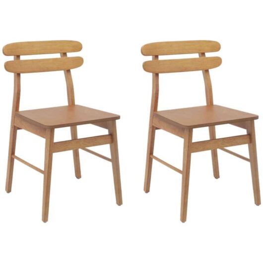 Dining Chair 2 pcs Natural Solid Rubber Wood vidaXL