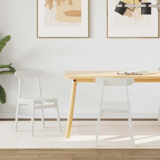 Dining Chair 2 pcs White 43 x 44.5 x 77 cm Solid Rubber Wood vidaXL