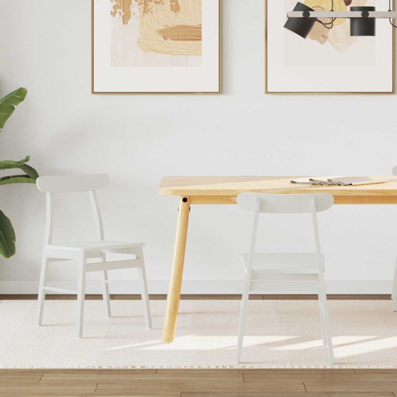 Dining Chair 2 pcs White 43 x 44.5 x 77 cm Solid Rubber Wood vidaXL