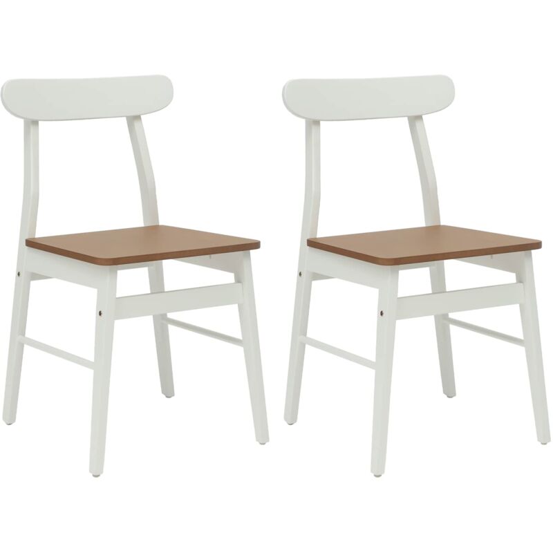 Dining Chair 2 pcs White and Natural 43 x 44.5 x 77 cm vidaXL