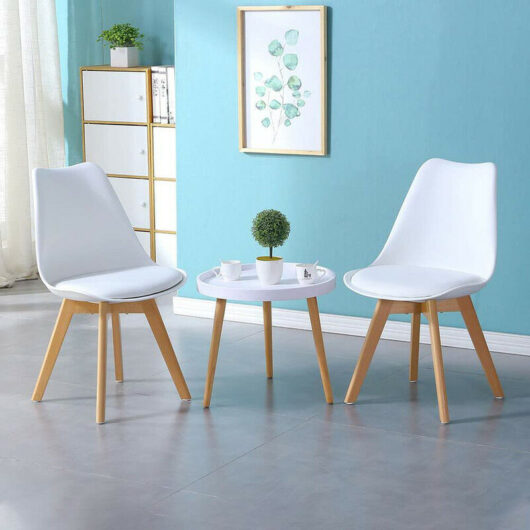 Dining Chair 2x Upholstered Kitchen Chair Retro Lounge Corner Chairs White