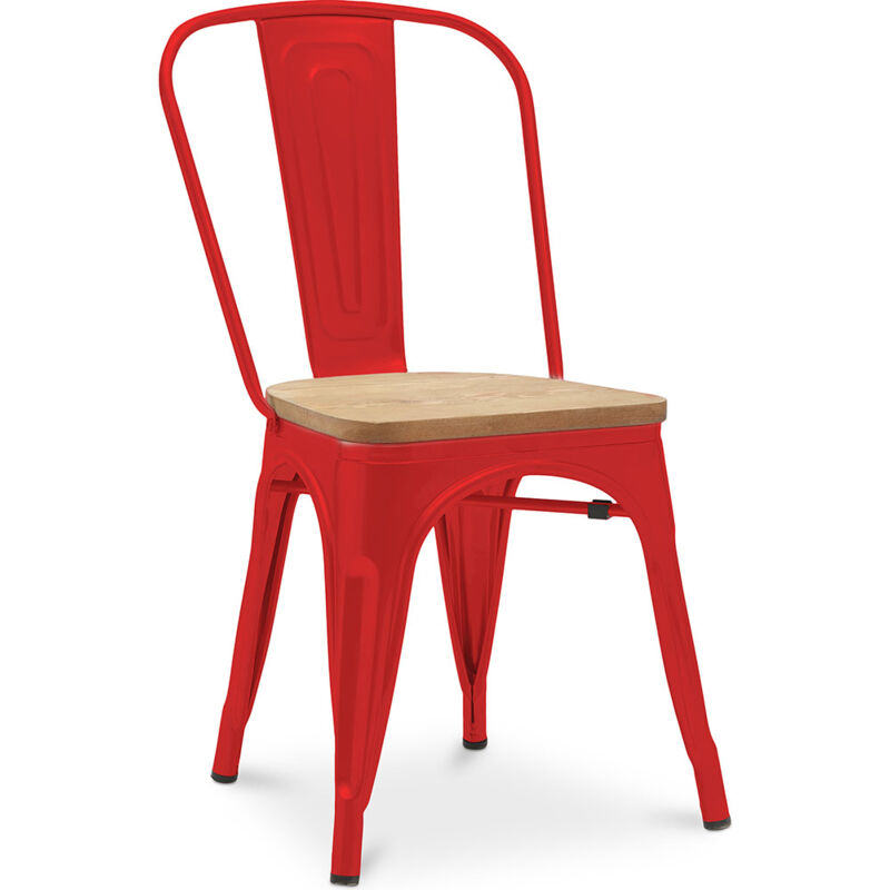 Dining Chair - Industrial Design - Steel and Wood - New Edition - Stylix Red