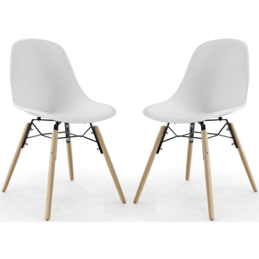 Dining Chair - Scandinavian Design - Wooden Legs - Pack of 2 - Skögur White