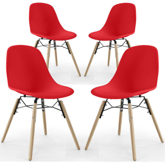 Dining Chair - Scandinavian Design - Wooden Legs - Pack of 4 - Skögur