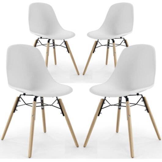 Dining Chair - Scandinavian Design - Wooden Legs - Pack of 4 - Skögur White