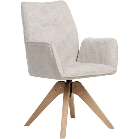 Dining Chair Swivel MOKENA Faux Linen Light Beige
